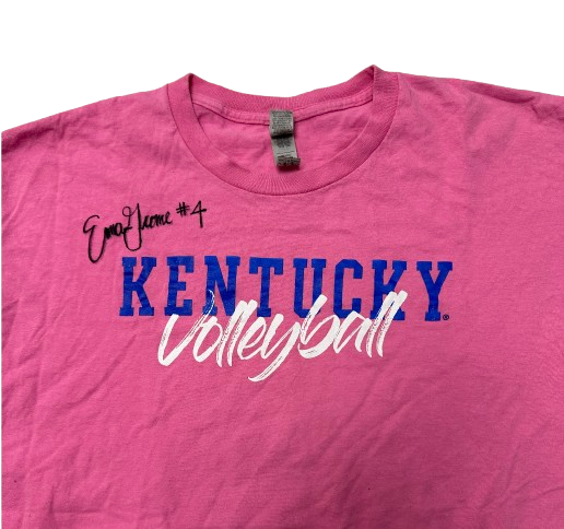 Emma Grome Kentucky Volleyball SIGNED Player Exclusive "Breast Cancer Awareness Match" Pre-Game Warm-Up Shirt (Size L)