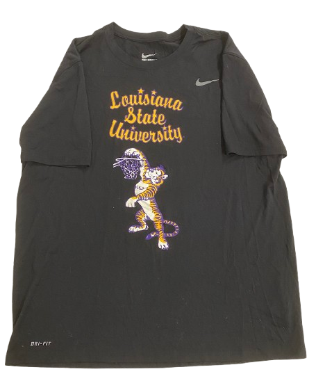 Darius Days LSU Basketball Player Exclusive "Retro Tiger Dunking Logo" Workout Shirt (Size XL)