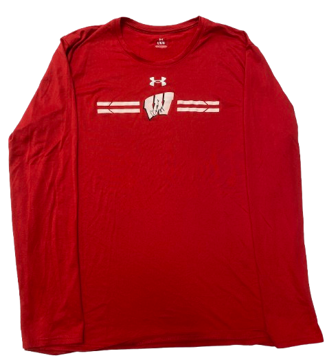 CC Crawford Wisconsin Volleyball SIGNED Team Issued Long Sleeve Shirt (Size L)