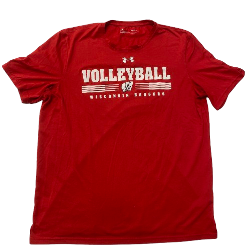 CC Crawford Wisconsin Volleyball SIGNED Player Exclusive Workout Shirt (Size M)