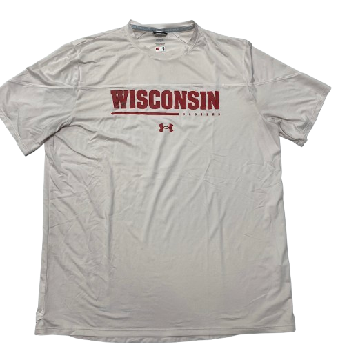 CC Crawford Wisconsin Volleyball SIGNED Team Issued Workout Shirt with Player Tag (Size L)