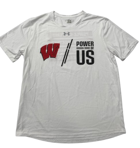 CC Crawford Wisconsin Volleyball SIGNED Player Exclusive "POWER OF US" Practice Shirt (Size L)