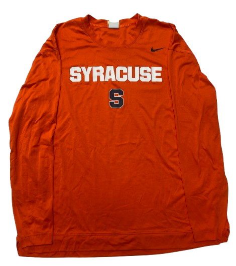 Chaz Owens Syracuse Basketball Player Exclusive Pre-Game Warm-Up long Sleeve Shooting Shirt with Gold Elite Tag (Size XL)