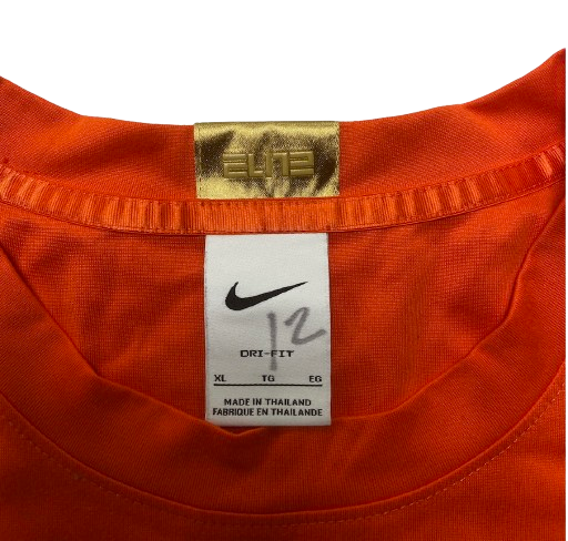 Chaz Owens Syracuse Basketball Player Exclusive Pre-Game Warm-Up long Sleeve Shooting Shirt with Gold Elite Tag (Size XL)