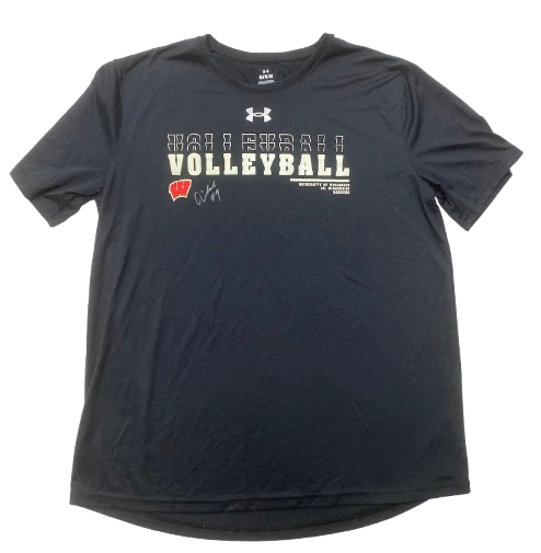CC Crawford Wisconsin Volleyball SIGNED Player Exclusive Workout Shirt (Size M)