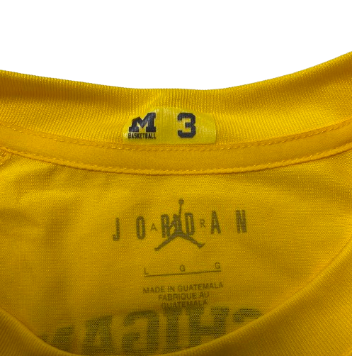 Jaelin Llewellyn Michigan Basketball Player Exclusive Pre-Game Warm-Up Long Sleeve Shooting Shirt with "BLM & Title IX 50 Years" Patch + Player Tag (Size L)