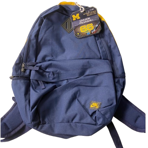 Chuck Filiaga Michigan Football Team Issued Backpack with Player Travel Tag