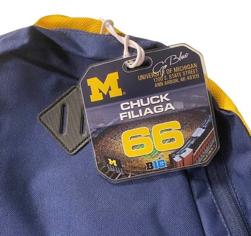 Chuck Filiaga Michigan Football Team Issued Backpack with Player Travel Tag