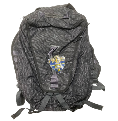 Chuck Filiaga Michigan Football Team Issued 2018 Paris Trip Jordan Backpack with Paris Travel Tag