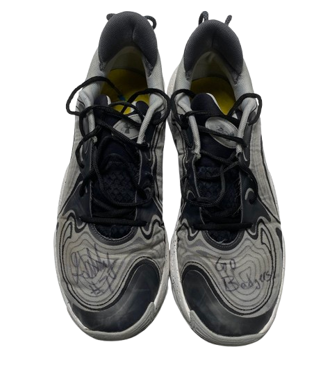 Carter Gilmore Wisconsin Basketball Team Issued Signed & Inscribed Game Worn Shoes (Size 14)