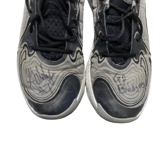 Carter Gilmore Wisconsin Basketball Team Issued Signed & Inscribed Game Worn Shoes (Size 14)