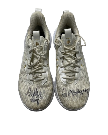 Carter Gilmore Wisconsin Basketball Team Issued Signed & Inscribed Game Worn Shoes (Size 14)