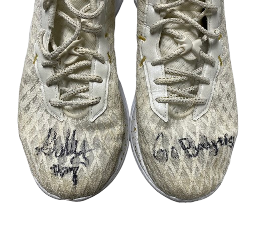 Carter Gilmore Wisconsin Basketball Team Issued Signed & Inscribed Game Worn Shoes (Size 14)