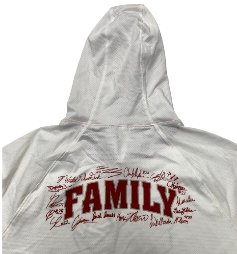 Carter Gilmore Wisconsin Basketball Player Exclusive 2023 "FAMILY" Pre-Game Warm-Up Short Sleeve Hoodie (Size XL)