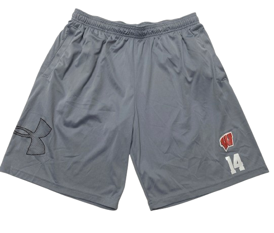 Carter Gilmore Wisconsin Basketball Player Exclusive Workout Shorts with 