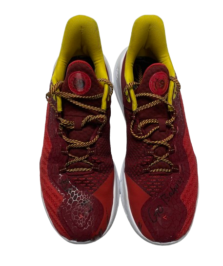 Carter Gilmore Wisconsin Basketball Team Issued Signed & Inscribed Game Worn Shoes (Size 14)