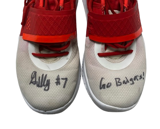 Carter Gilmore Wisconsin Basketball Team Issued Signed & Inscribed Game Worn Shoes (Size 14)