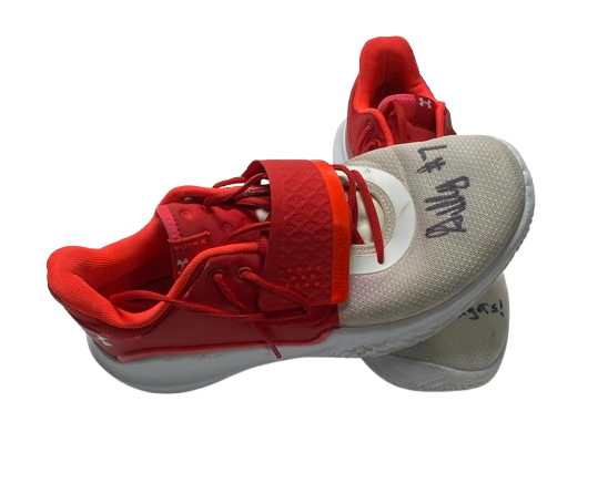 Carter Gilmore Wisconsin Basketball Team Issued Signed & Inscribed Game Worn Shoes (Size 14)
