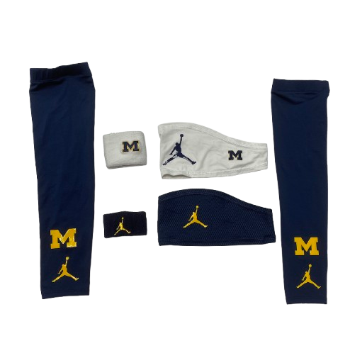 Micah Davis Michigan Football Player Exclusive Accessory Lot - 2 Sleeves, 2 Headbands, 2 Armbands