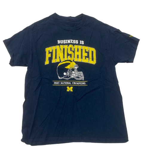 Micah Davis Michigan Football "BUSINESS IS FINISHED" T-Shirt (Size XL)