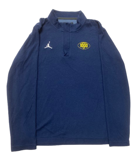 Micah Davis Michigan Football Player Exclusive "1000 WINS" Quarter-Zip Pullover (Size L) *Given to team after 1000 Wins in Program History*