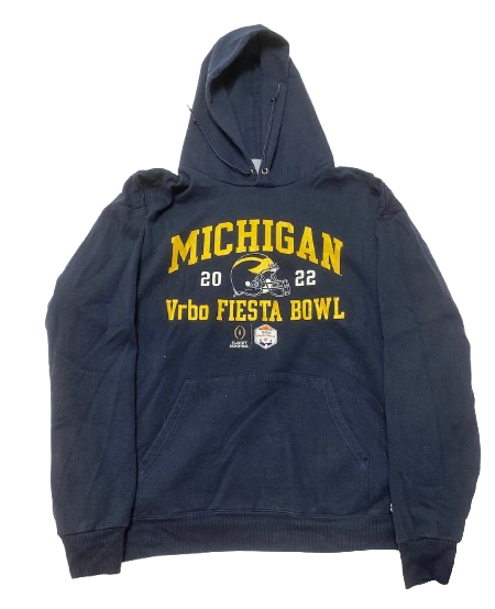 Micah Davis Michigan Football Team Issued "2022 College Football Playoff Fiesta Bowl" Sweatshirt (Size XL)