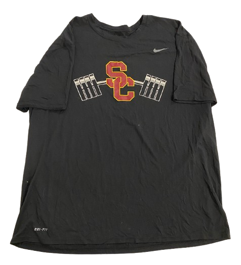 Joe Bryson USC Football Player Exclusive "TROJAN FIRST" Strength & Conditioning Weight Room Workout Shirt with 