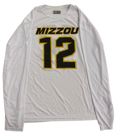 Brady Cook Missouri Football Player Exclusive Pre-Game Warm-Up Long Sleeve Shirt with 