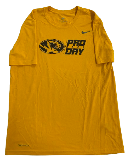 Brady Cook Missouri Football Player Exclusive "2022 Pro Day" Workout Shirt (Size L)