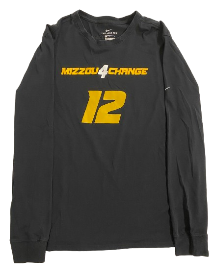 Brady Cook Missouri Football Player Exclusive Pre-Game Warm-Up Long Sleeve Shirt with 