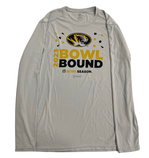 Brady Cook Missouri Football Team Issued "2023 Bowl Bound" Long Sleeve Shirt (Size L)