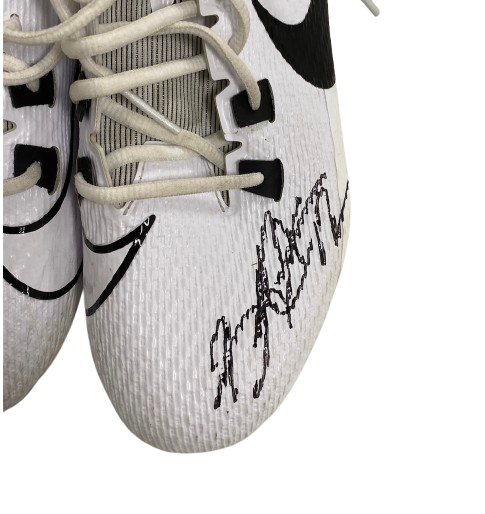 Brady Cook Missouri Football SIGNED & INSCRIBED "MIZ!" Practice Worn Cleats (Size 11.5)