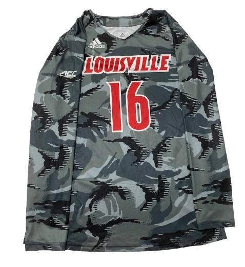 Paige Morningstar Louisville Volleyball Speciality "Grey Camo" Game Worn Jersey - November 24, 2021 