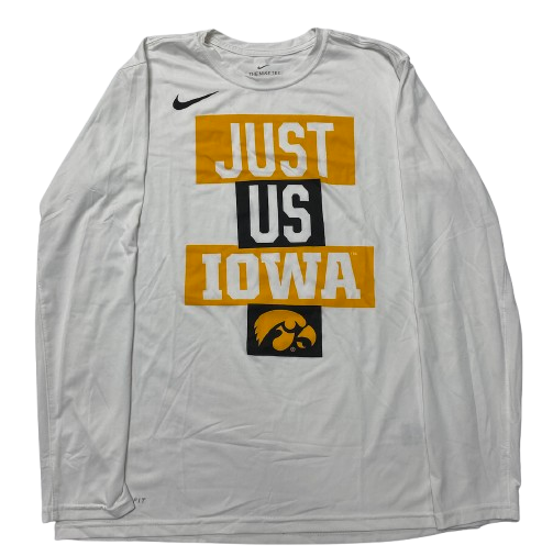 CJ Fredrick Iowa Basketball Team Issued "JUST US IOWA" Long Sleeve Bench Shirt (Size L)