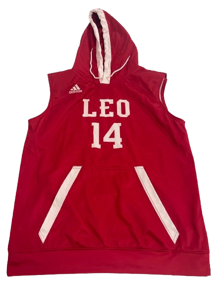 Jack Tuttle Indiana Football Player Exclusive Pre-Game Warm-Up Sleeveless Hoodie with "LEO - Love Each Other" & 