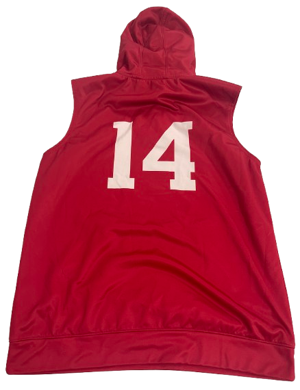 Jack Tuttle Indiana Football Player Exclusive Pre-Game Warm-Up Sleeveless Hoodie with "LEO - Love Each Other" & 