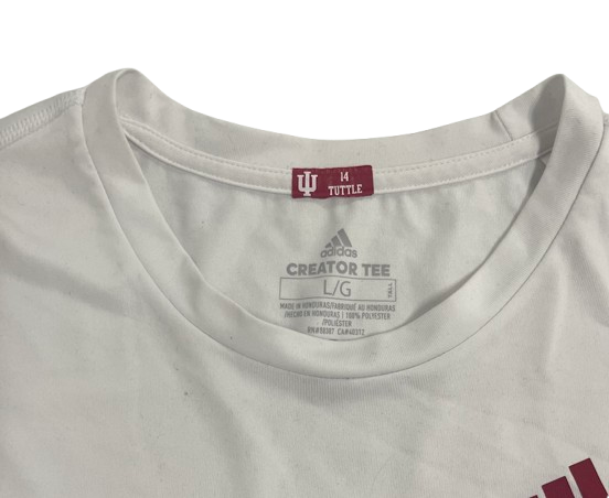 Jack Tuttle Indiana Football Team Issued Long Sleeve Shirt with Player Tag (Size LT)
