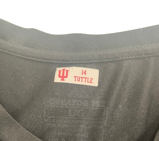 Jack Tuttle Indiana Football Team Issued Long Sleeve Shirt with Player Tag (Size LT)