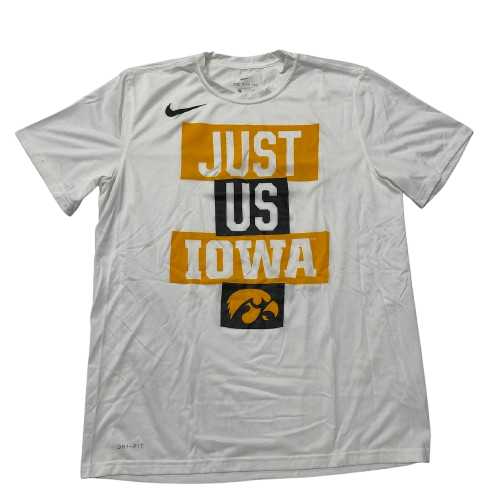 CJ Fredrick Iowa Basketball Team Issued "JUST US IOWA" Bench Shirt (Size L)