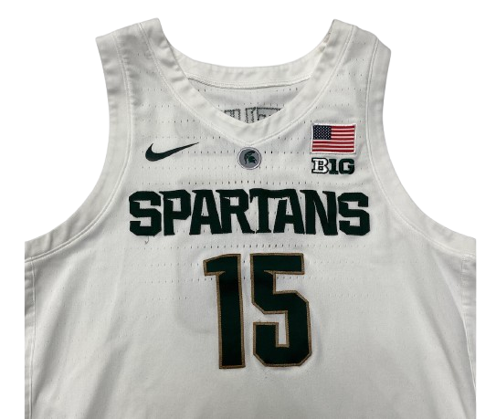 Thomas Kithier Michigan State Basketball 2018-2019 Game Worn Jersey (Size 50)