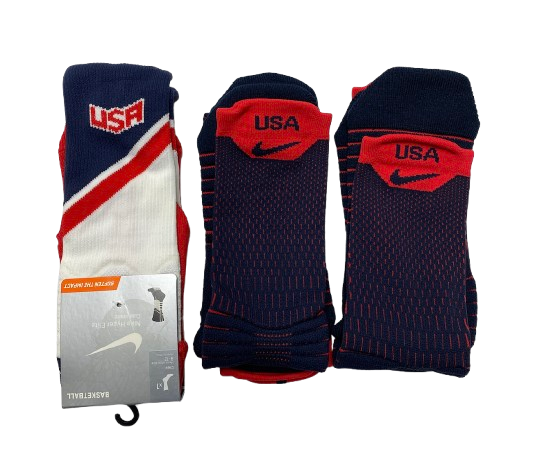 Team USA Basketball Player Exclusive Set of (3) Pairs of Socks (Size L)