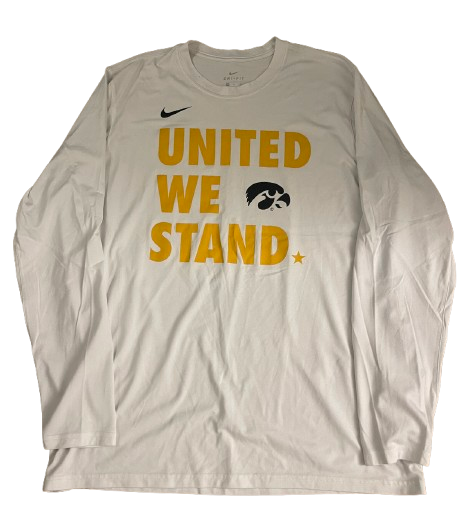 Joe Wieskamp Iowa Basketball Team Issued "UNITED WE STAND" Long Sleeve Bench Shirt (Size XL)