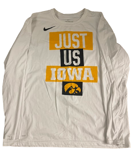 Joe Wieskamp Iowa Basketball Team Issued "JUST US IOWA" Long Sleeve Bench Shirt (Size XL)