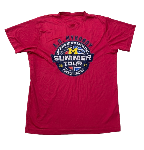 Jace Howard Michigan Basketball Player Exclusive "2022 Summer Tour" Workout Shirt (Size L)