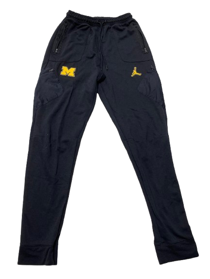 Cameron Williams Michigan Basketball Team Issued Black Sweatpants with Raised "Block M" (Size LTT)