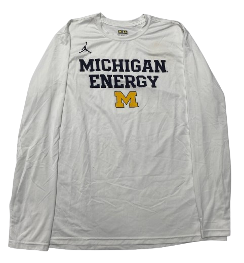 Cameron Williams Michigan Basketball Team Issued "MICHIGAN ENERGY" Pre-Game Warm-Up / Bench Long Sleeve Shooting Shirt with Player Tag (Size XL)