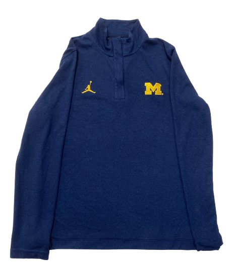 Cameron Williams Michigan Basketball Team Issued Quarter-Zip Pullover (Size L)