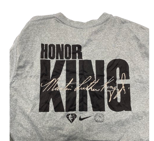 Joe Wieskamp San Antonio Spurs Player Exclusive "MLK Day" Long Sleeve Pre-Game Warm-Up Shirt (Size XL)