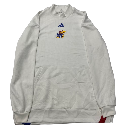 Kevin McCullar Jr. Kansas Basketball Player Exclusive Pre-Game Warm-Up Long Sleeve Shooting Shirt (Size XL)