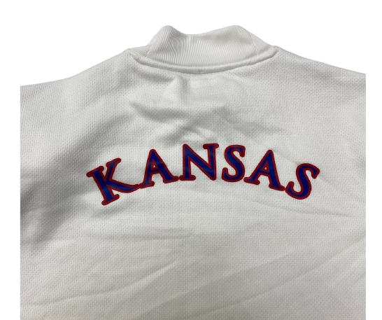 Kevin McCullar Jr. Kansas Basketball Player Exclusive Pre-Game Warm-Up Long Sleeve Shooting Shirt (Size XL)